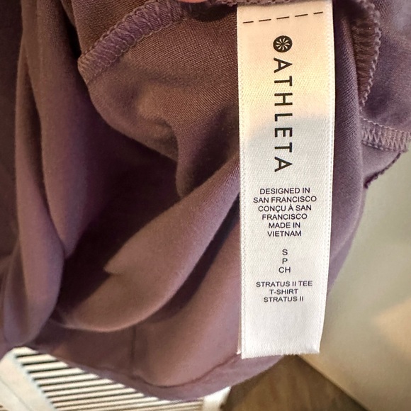 2 Athleta Scoop Neck Tees 1 Gray Purple 1 off white pink - Picture 5 of 6